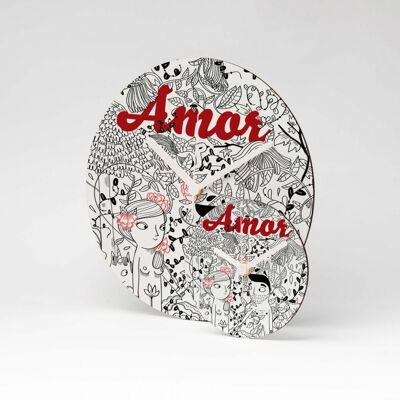 Reloj de pared AMOR MDF ⌀13cm