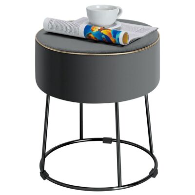 Furntiturelive Ronde Kruk Fluwelen Voetenbank met Metalen Poten Make-Up-Kruk Gewatteerd tot 150 kg Belastbaar Fluwelen Poef 34 x 34 x 41 cm