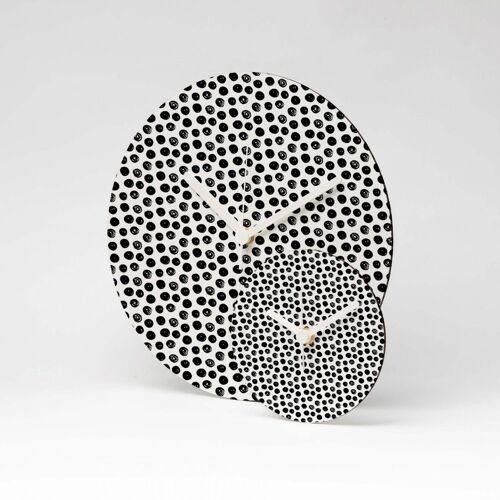 BLACK DOTS MDF Wanduhr / Wall Clock ⌀13cm