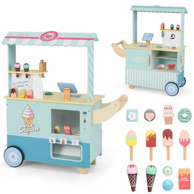 Furntiturelive - Camion dei gelati per bambini, distributore automatico di gelati e giocattoli, schermo di visualizzazione e scanner, 15 ruote per alimenti