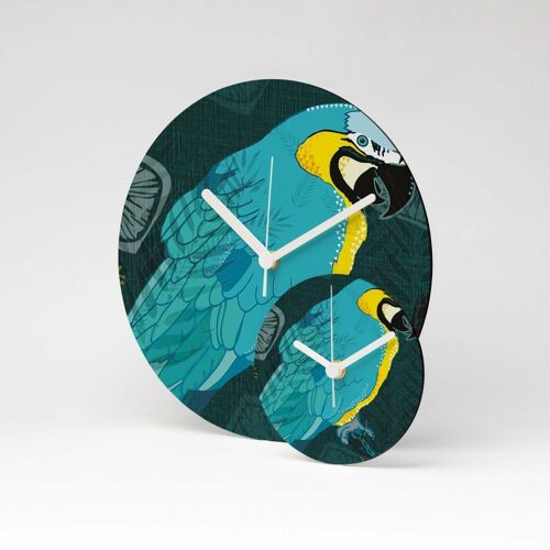 BLUE MACAW MDF Wanduhr / Wall Clock ⌀13cm