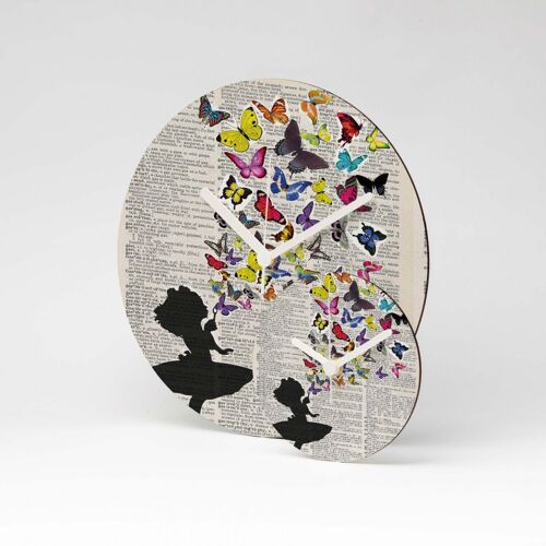 BUTTERFLIES FLY MDF Wanduhr / Wall Clock ⌀13cm