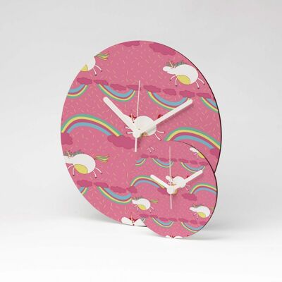 UNICORN ON CLOUDS Reloj de pared de MDF ⌀13cm