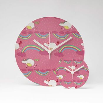 Horloge Murale MDF LICORNE SUR NUAGES ⌀13cm 4