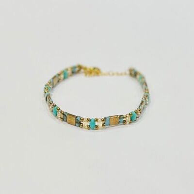 Bracciale in acciaio con perle Miyuki quadrate e rotonde sottili