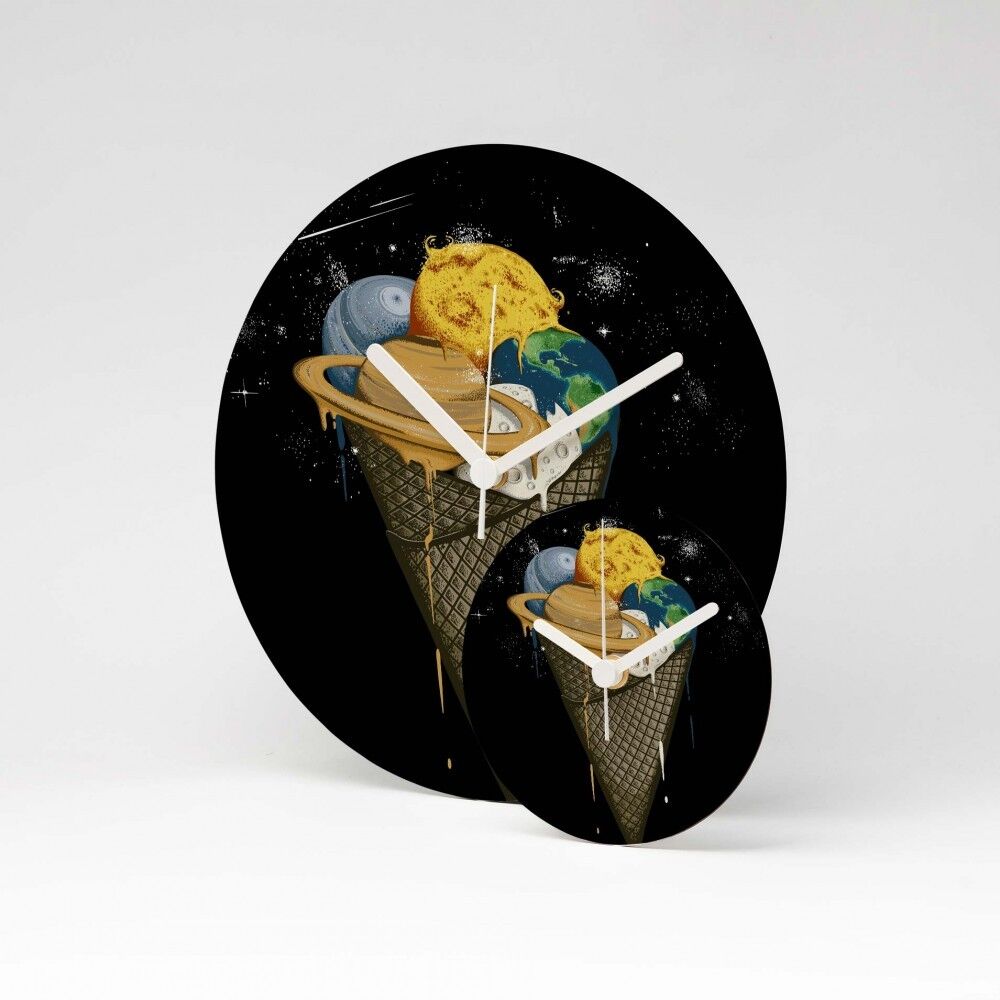 GALACTIC ICECREAM MDF Wanduhr / Wall Clock ⌀13cm