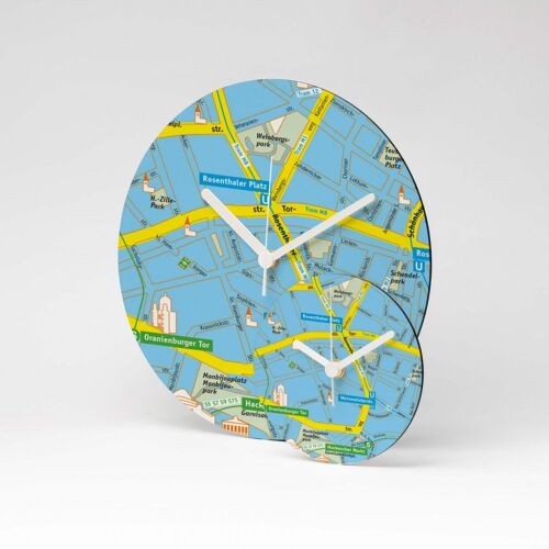 LOST IN BERLIN - FRESH BLUE MDF Wanduhr / Wall Clock ⌀13cm