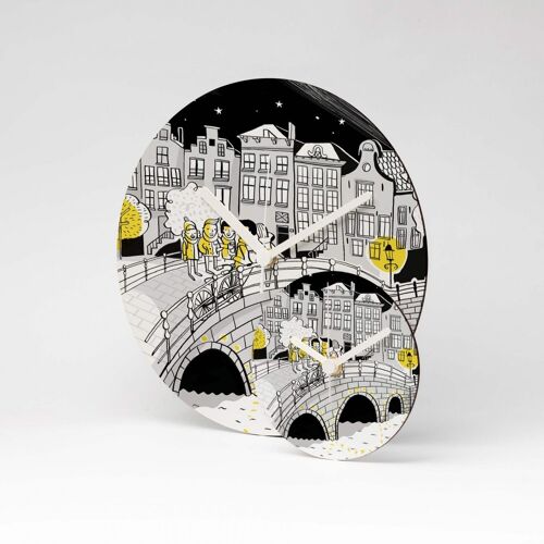 MIDNIGHT ON A BRIDGE MDF Wanduhr / Wall Clock ⌀13cm