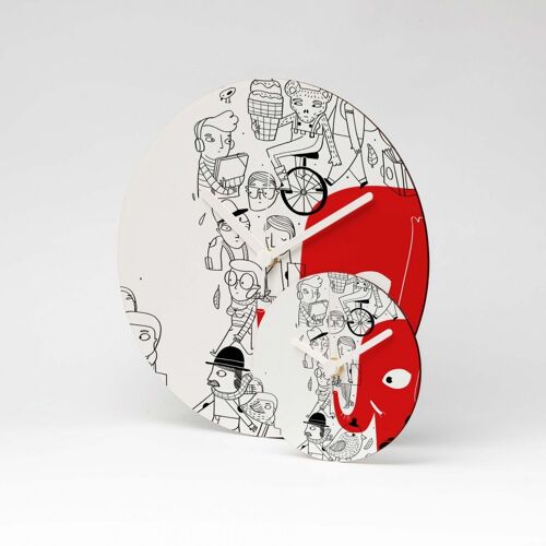 RED ELEFANT MDF Wanduhr / Wall Clock ⌀13cm