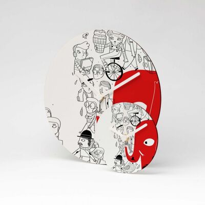 Horloge murale MDF ELEFANT ROUGE ⌀13cm