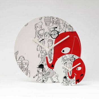 Horloge murale MDF ELEFANT ROUGE ⌀13cm 4