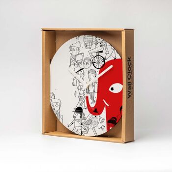 Horloge murale MDF ELEFANT ROUGE ⌀13cm 5