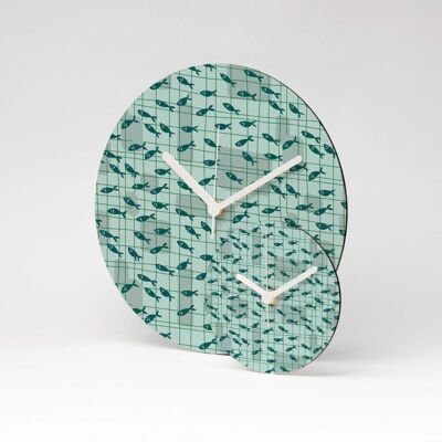 Horloge murale en MDF RETROFISH ⌀13cm