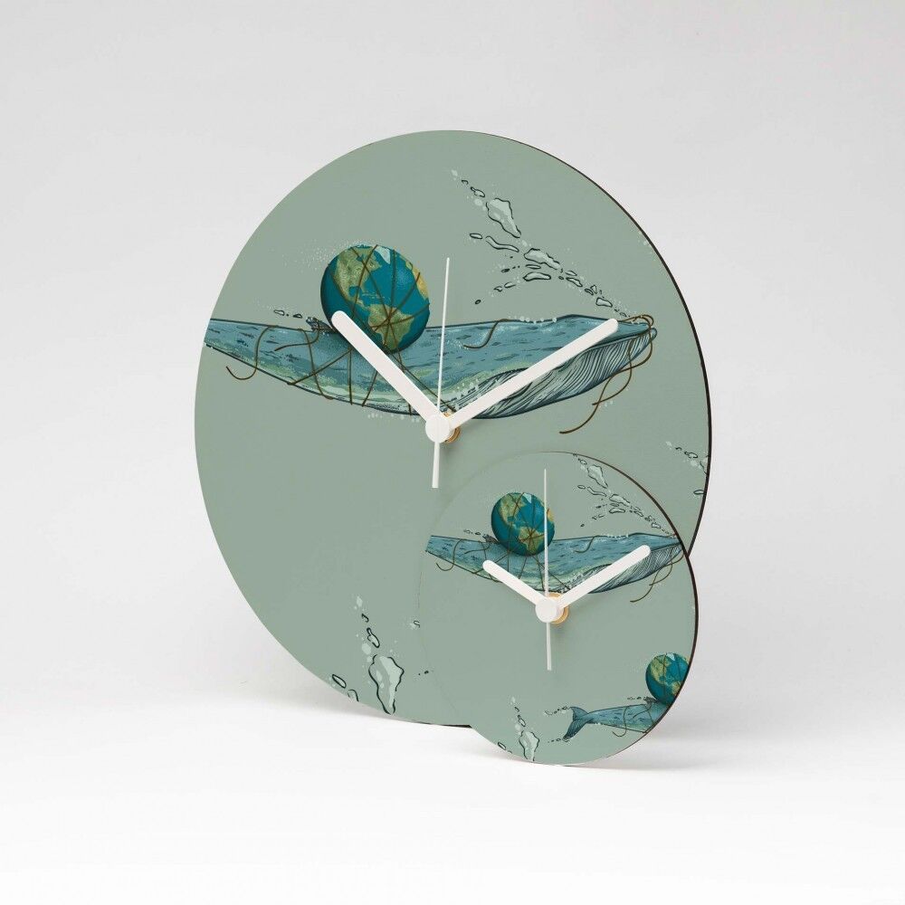 SAVE THE PLANET MDF Wanduhr / Wall Clock ⌀13cm