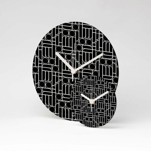 BAUHAUS BLACK MDF Wanduhr / Wall Clock ⌀26cm
