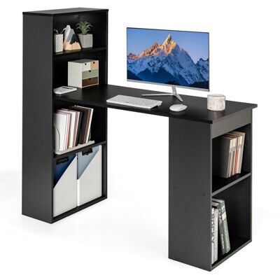 Fest Computerbureau con Boekenplank 120 cm Oficina compacta moderna con 6 Plankenvoor Thuis Kantoor en Slaapzaal Zwart