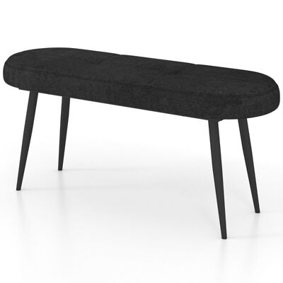 Fest Voetenbank 113 cm Bedbank met Sponskussen Massief Metalen Poten 300 kg Belastbaar Schoenenbank voor Entree Zwart/Grijs
