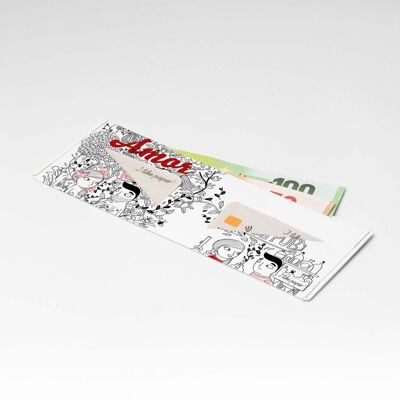 Portefeuille en carton AMOR Tyvek® Lite / porte-monnaie sans poche à monnaie