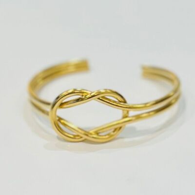 Bracelet jonc acier ouvert design noue moderne chic