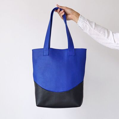 Borsa shopper in pelle Mare - BIO kobalt e BIO nero