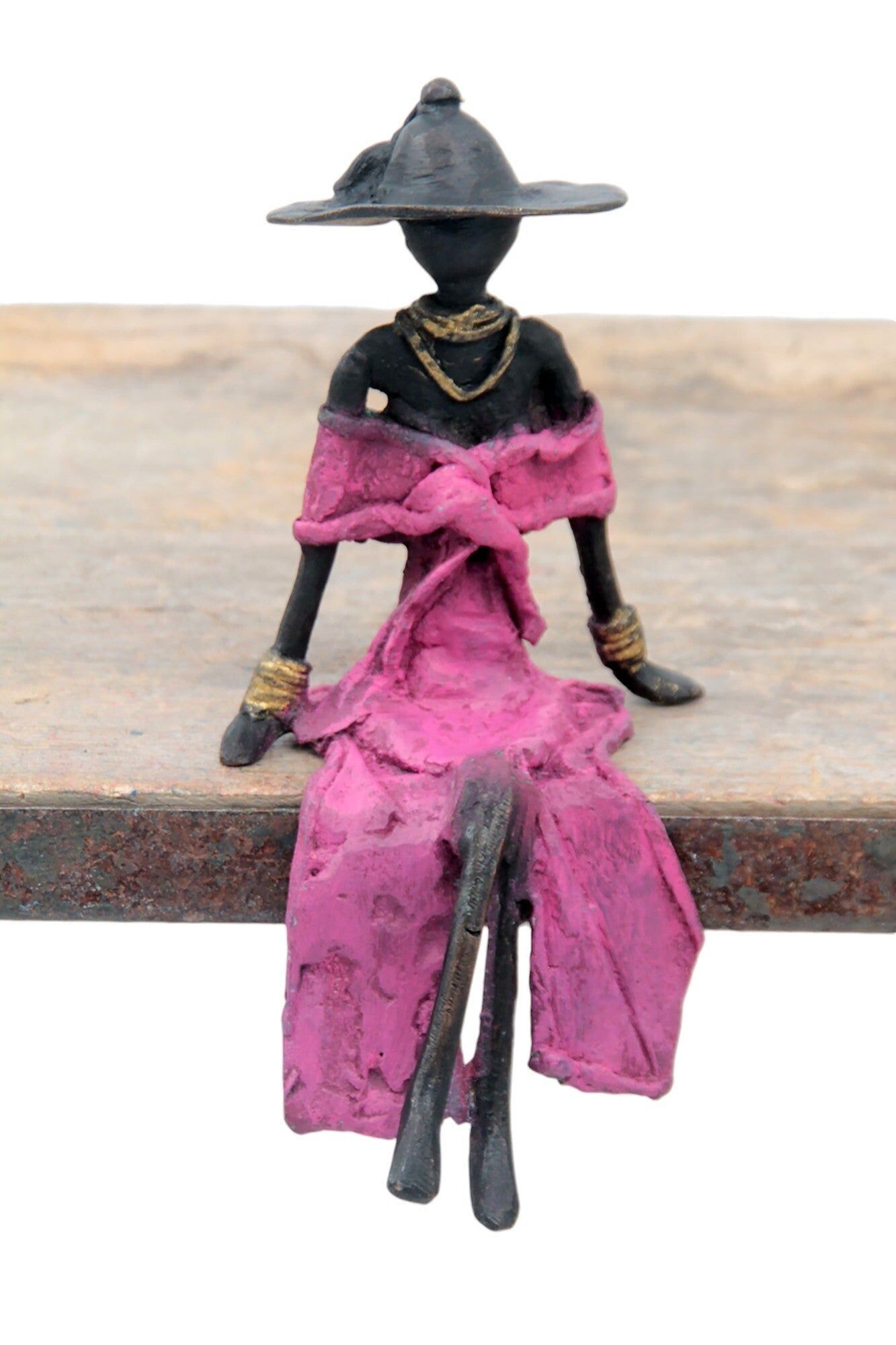 Bronzo seduto 15 cm rosa n°1