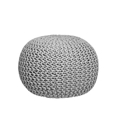 Pouf tricoté Furnlive - Gris - Coton - M
