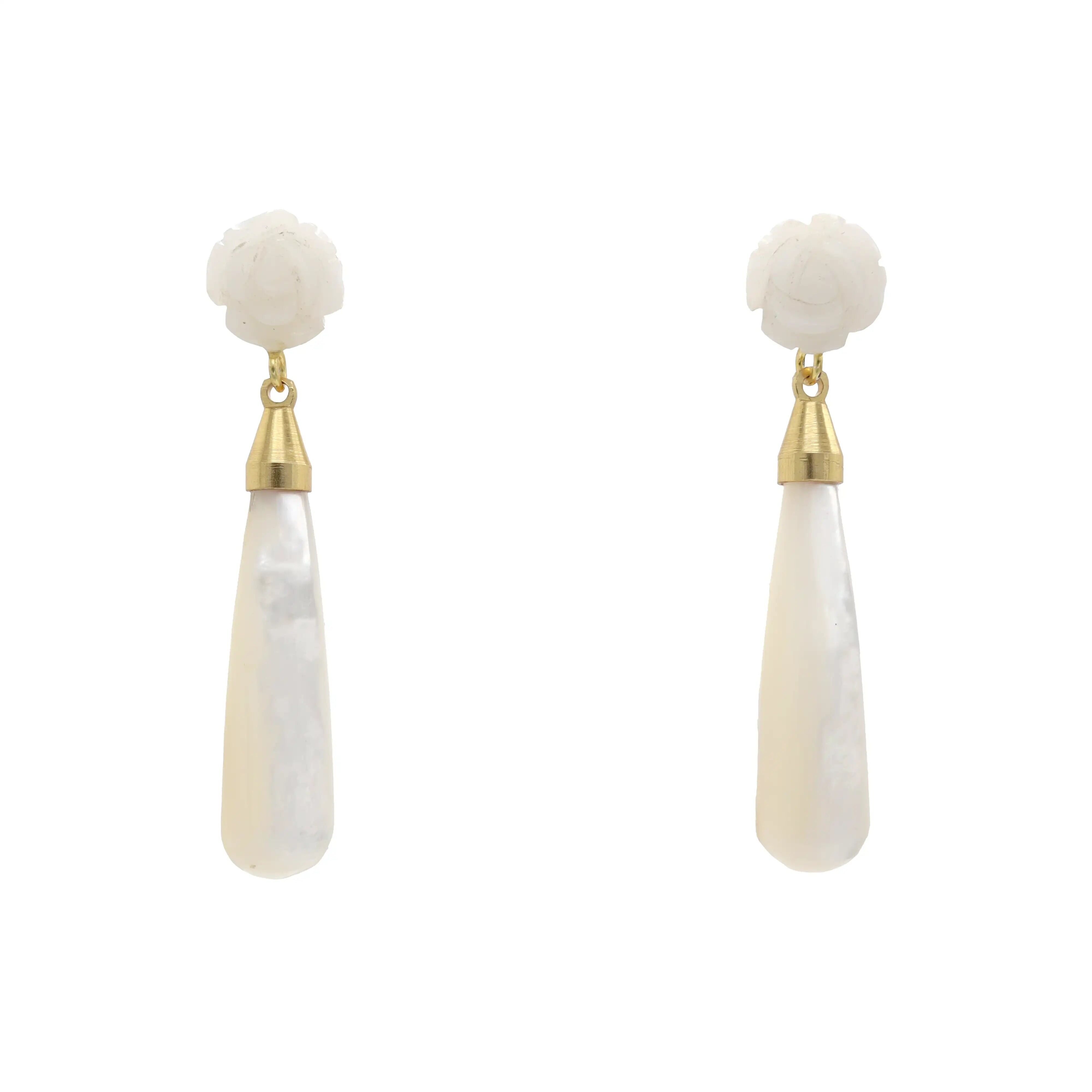 Weiße Perlmutt-Alumbrao-Ohrringe