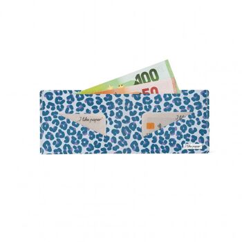 Portefeuille en carton LEOPARD BLEU Tyvek® Lite / porte-monnaie sans poche à monnaie 2