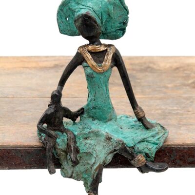 Bronze assis 15 cm turquoise n°5
