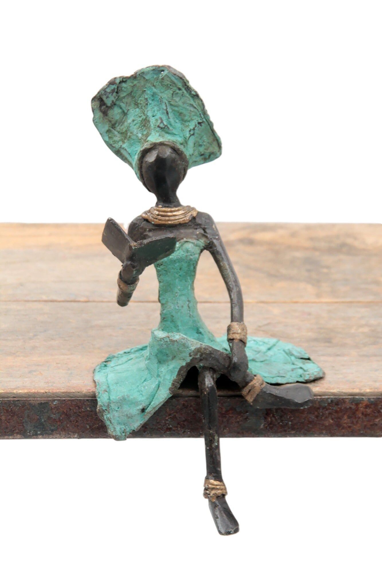 Bronzo seduto 15 cm turchese n°8