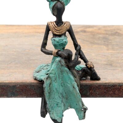 Bronze assis 15 cm turquoise n°11