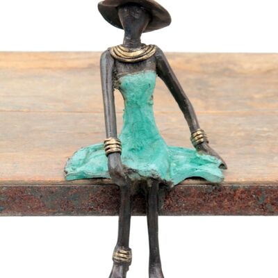 Bronze assis 15 cm turquoise n°12