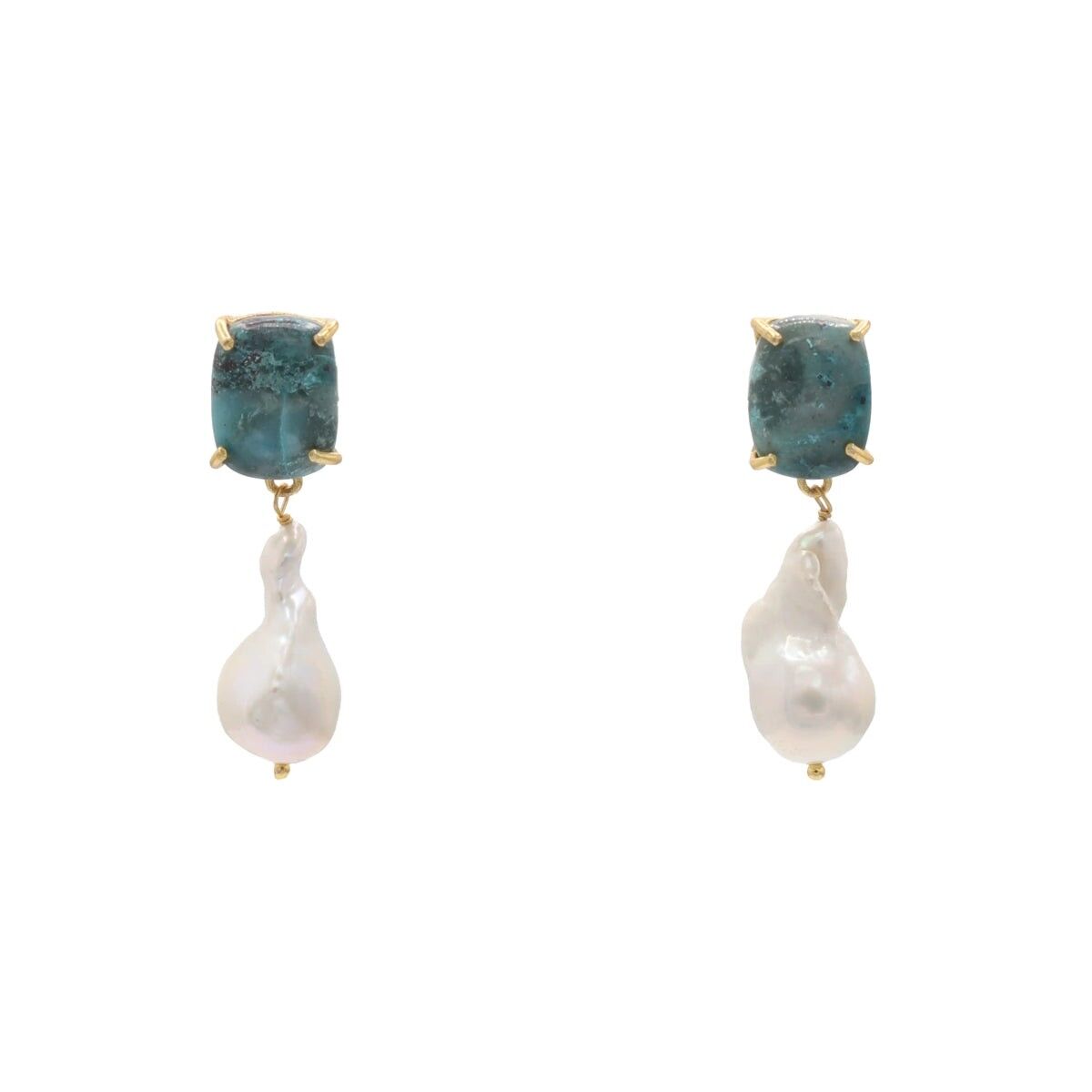 Türkisblaue und perlenbesetzte Tide-Ohrringe