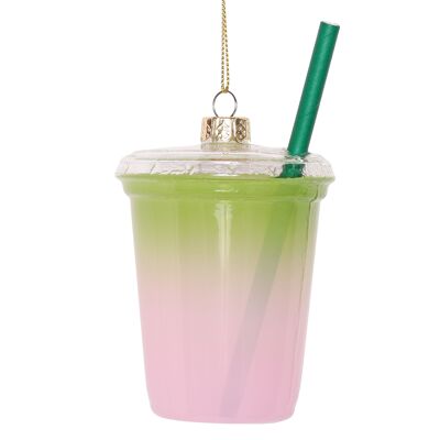 Adorno navideño de vidrio con matcha y arándanos, 8 cm