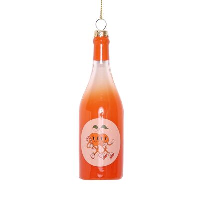 Decoración navideña de copa de vino naranja, 13 cm