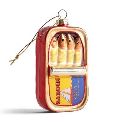 Adorno navideño de cristal en forma de lata de sardinas, 9 cm