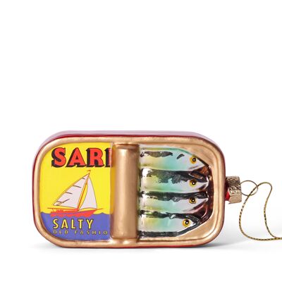 Décoration de Noël en verre en forme de boîte de sardines, 9 cm
