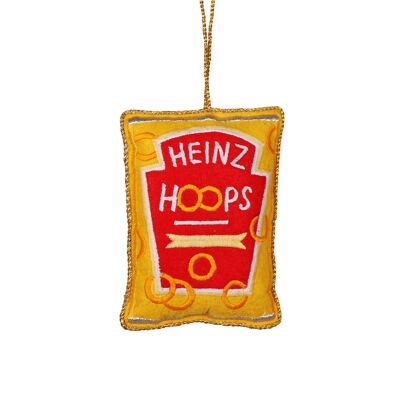 Adorno navideño bordado con forma de aro de espagueti HEINZ, 10 cm