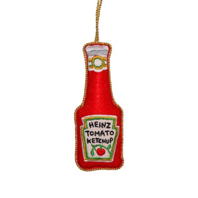 Adorno navideño bordado de kétchup de tomate Heinz, 10 cm