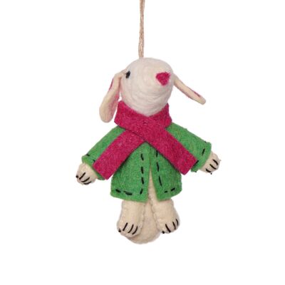 Adorno navideño de ratón con chaqueta de fieltro, 12 cm