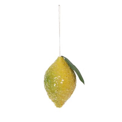 Adorno navideño de limón escarchado de algodón hilado, 6 cm