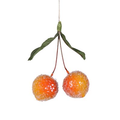 Adorno navideño de cereza escarchada de algodón hilado, 6 cm
