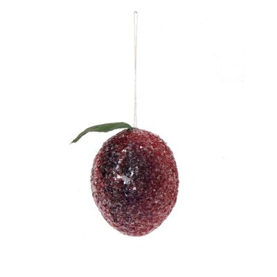 Adorno navideño de ciruela escarchada de algodón hilado, 6 cm