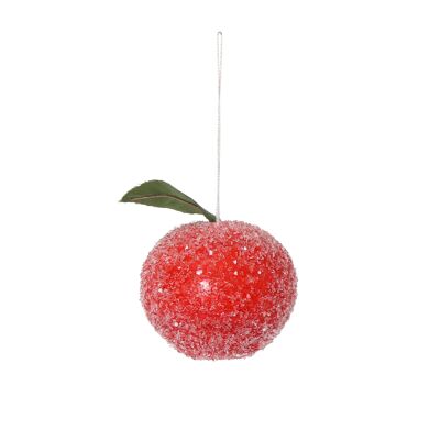 Décoration de Noël en forme de pomme givrée en coton filé, 6 cm