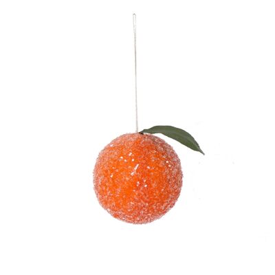 Décoration de Noël en coton filé, clémentine givrée, 6 cm