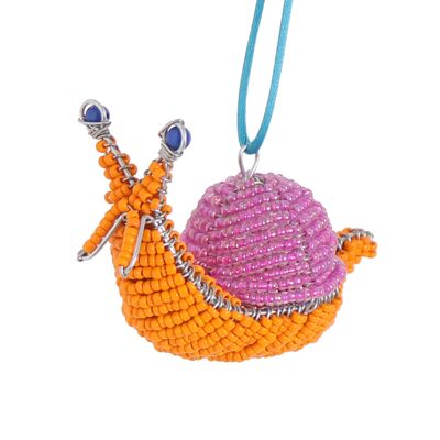 Décoration de Noël en perles d'escargot orange, 10 cm