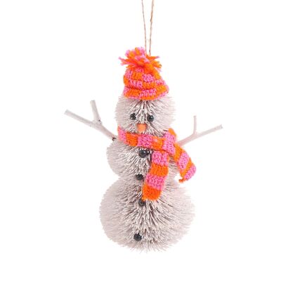 Décoration de Noël en forme de bonhomme de neige en poils, 12 cm