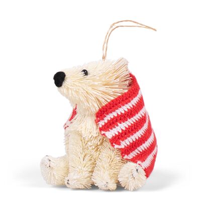 Ours polaire à poils longs avec couverture, décoration de Noël, 10 cm