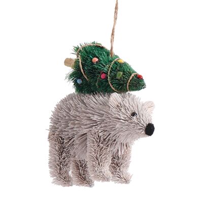 Décoration de Noël en forme d'ours polaire à poils longs, 10 cm