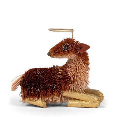 Decoración navideña de cervatillo de cerdas, 12 cm